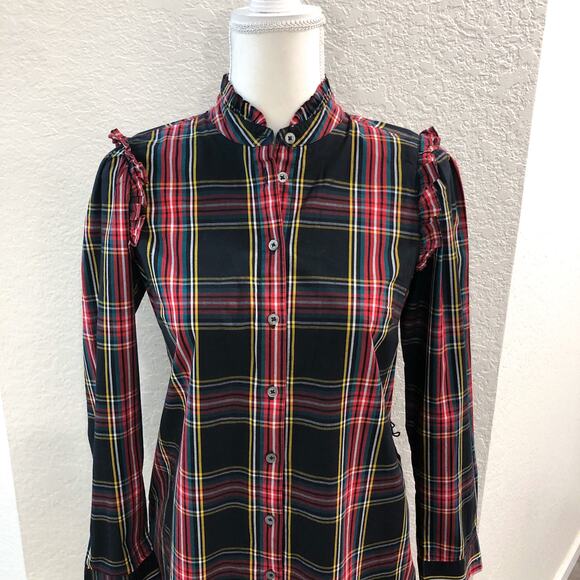 J. Crew Black Tartan Long Sleeve Shift Dress - Picture 5 of 12